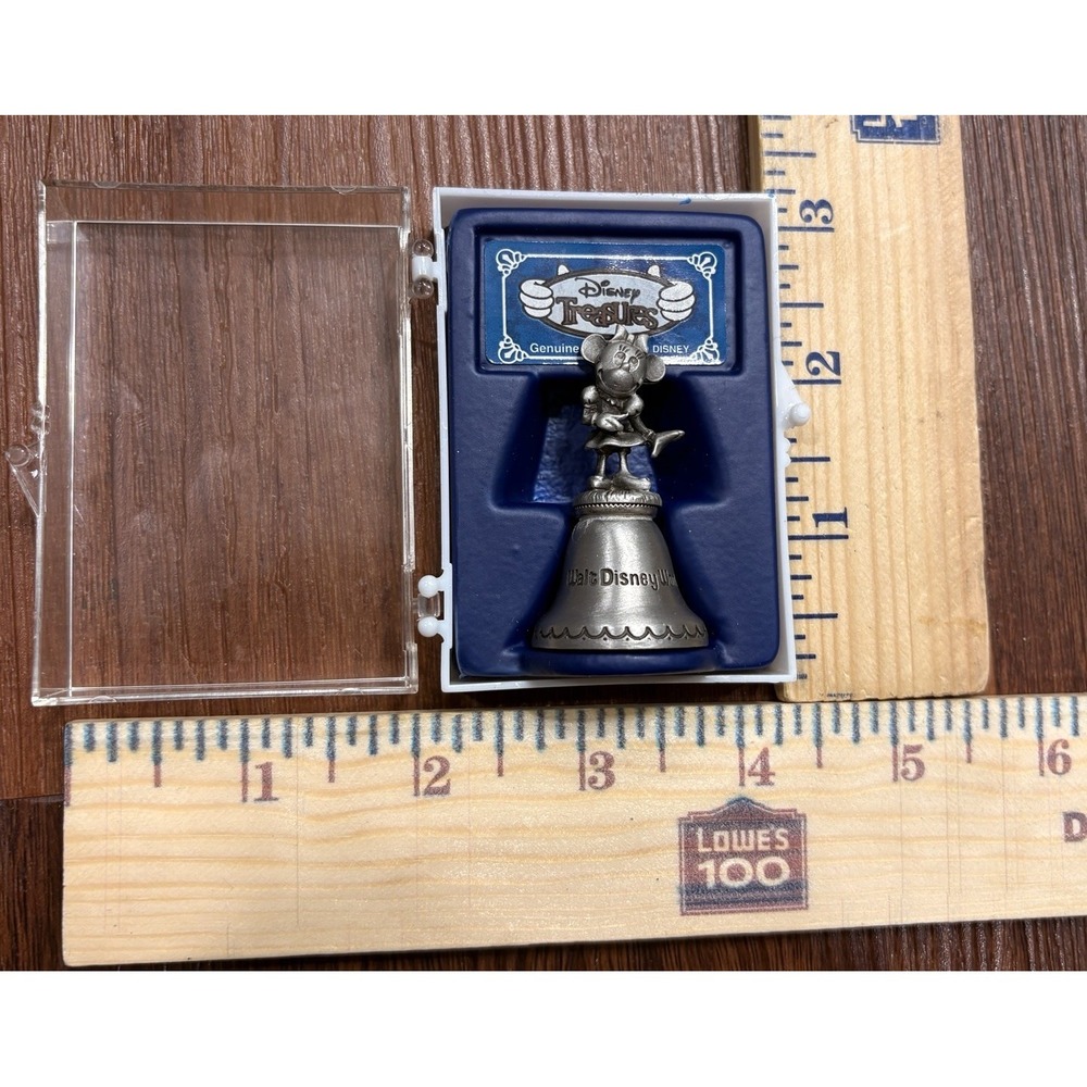 Walt Disney World Treasures Minnie Mouse Made In USA Pewter Bell 2 1/2" W/Case - Picture 2 of 11